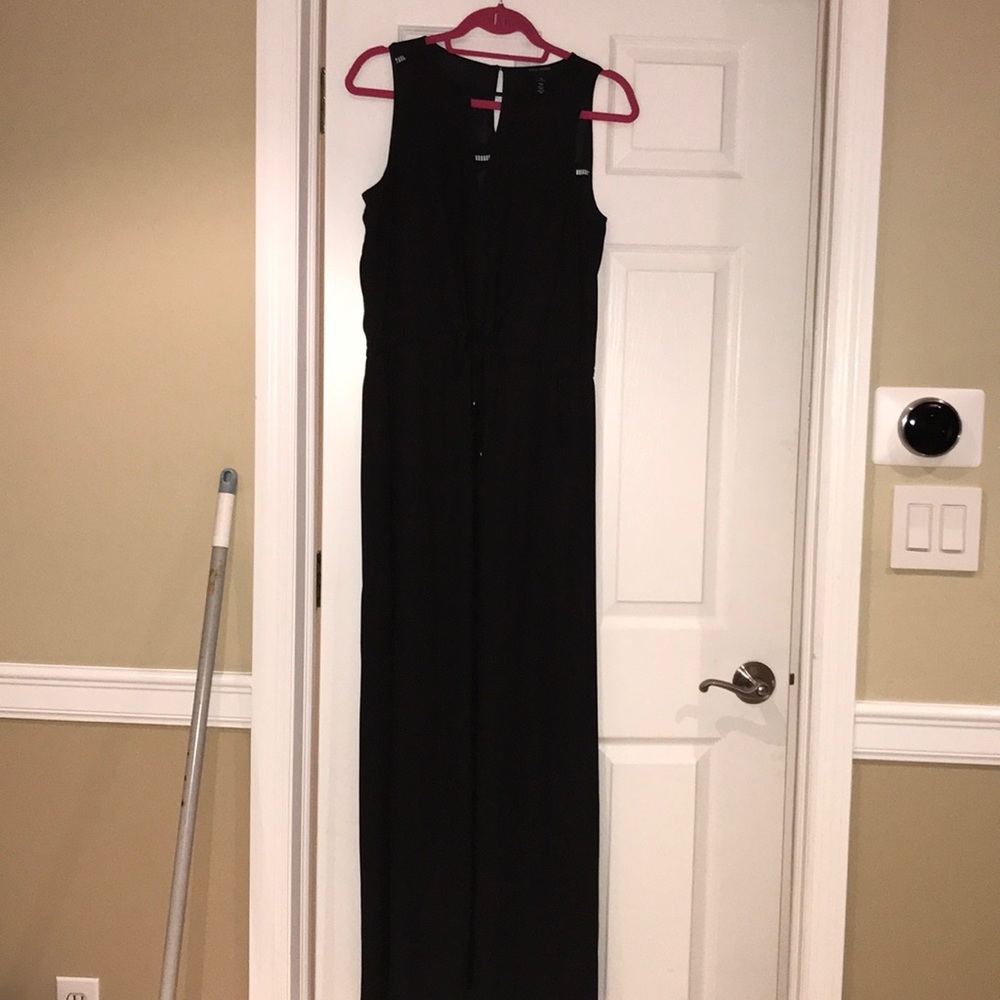 Black chiffon maxi dress with slit